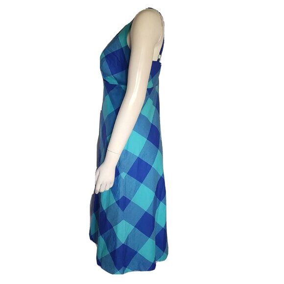 Isaac Mizrahi for Target Dress Womens Size 6 Blue Plaid V Neck Sleeveless Zip - Picture 2 of 8